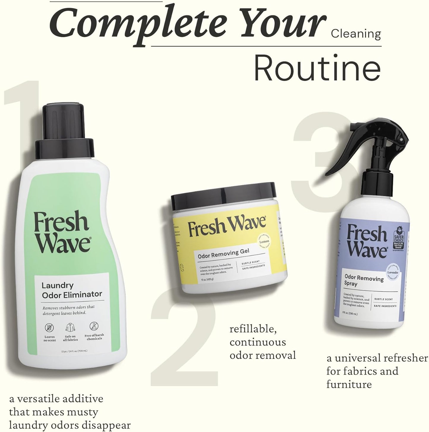 Fresh Wave Odor Removing Laundry Booster, 24 fl. Oz. | Laundry Scent Booster | Safer Odor Relief | Natural Plant-Based Odor Eliminator | Pet Bedding, Activewear, Blankets, Clothes & Fabrics
