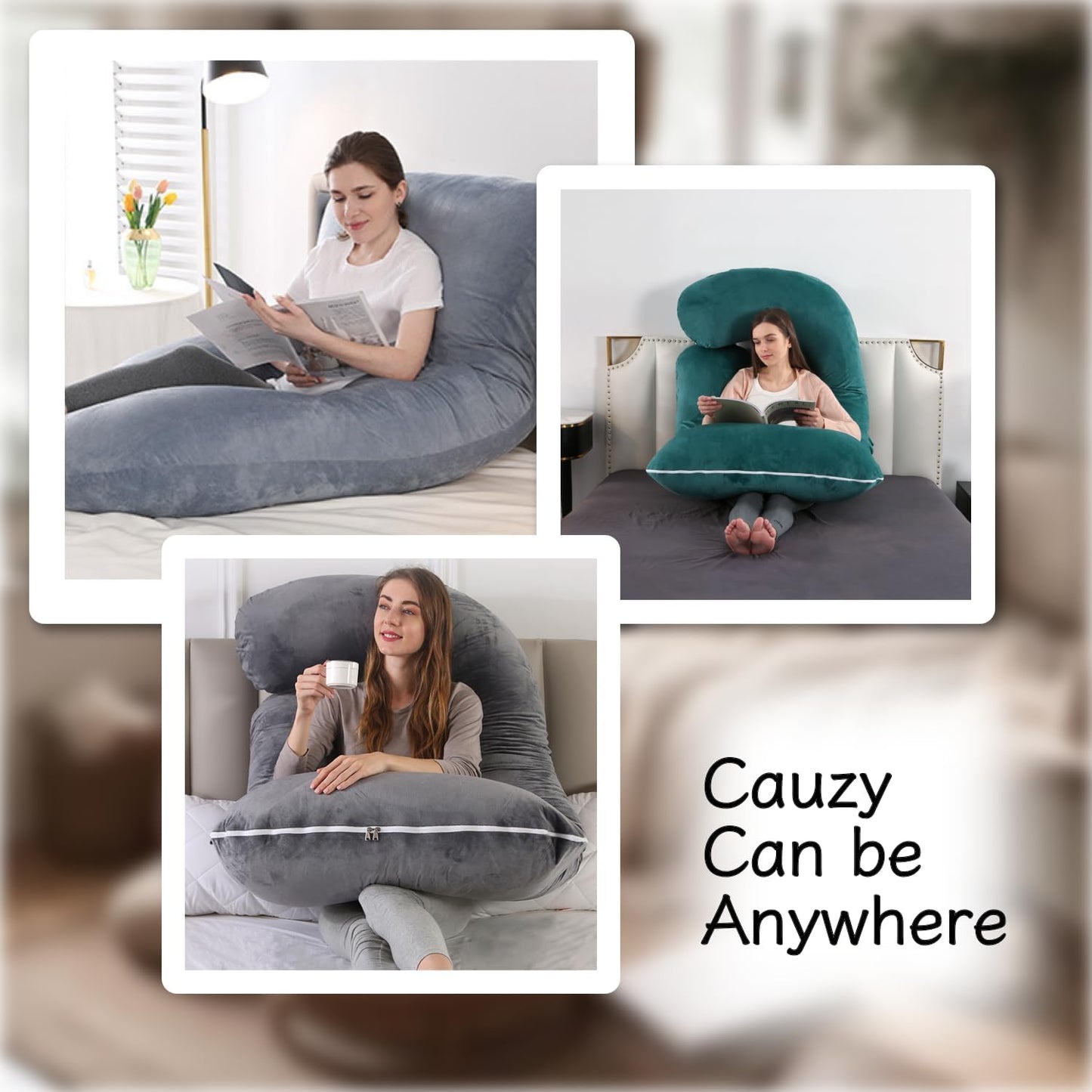 ALLOPERA Pregnancy Pillow, Full Body Maternity Pillow 57 inch, with Removable Washable Cover - Sleep Support for Legs, Back, Neck, Shoulder, HIPS, Belly, Velvet Cover (Dark Green)