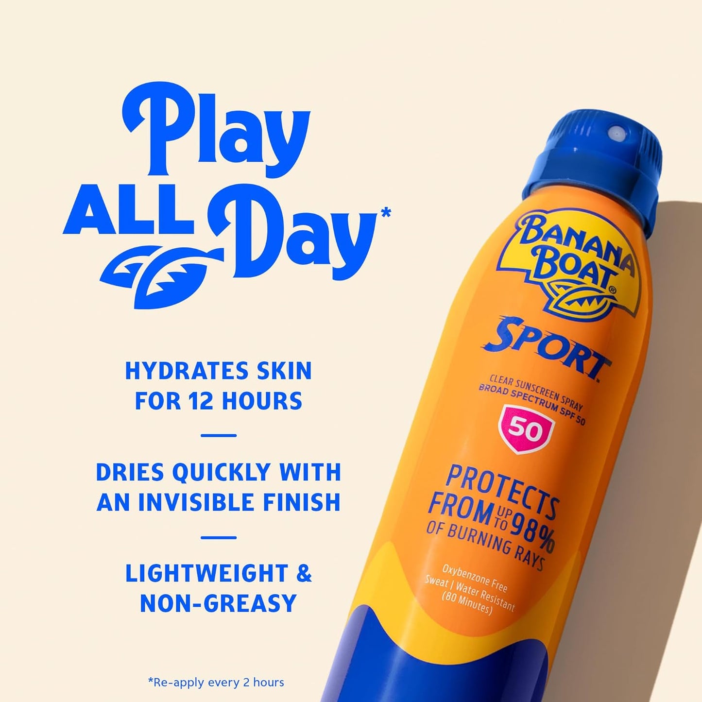 Banana Boat Sport Ultra SPF 50 Sunscreen Spray | Banana Boat Sunscreen Spray SPF 50, Water Resistant, Oxybenzone Free, Sunblock, 6oz each Twin Pack