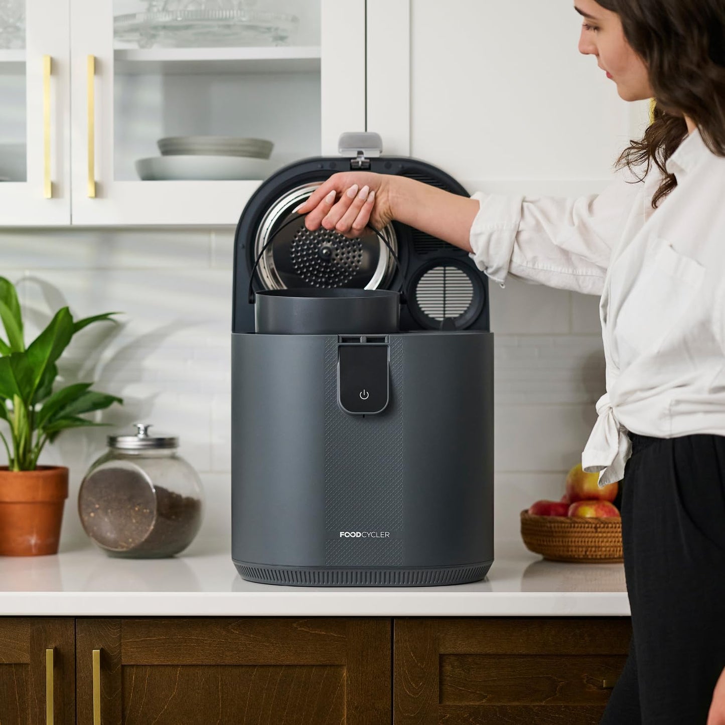Food Cycler Eco 5 Award-Winning Kitchen Food Recycler | Indoor Composter Bin Alternative | Electric Countertop Food Disposer with Odorless 5L Indoor Food Waste Bin for Easy Waste Management | Grey