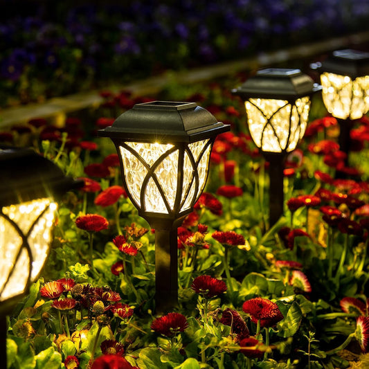 GIGALUMI 6 Pack Solar Lights Outdoor Waterproof, LED Solar Garden Lights, Outdoor Decorations, Garden Decor for Yard, Patio, Landscape, Planter, Walkway (Warm White)