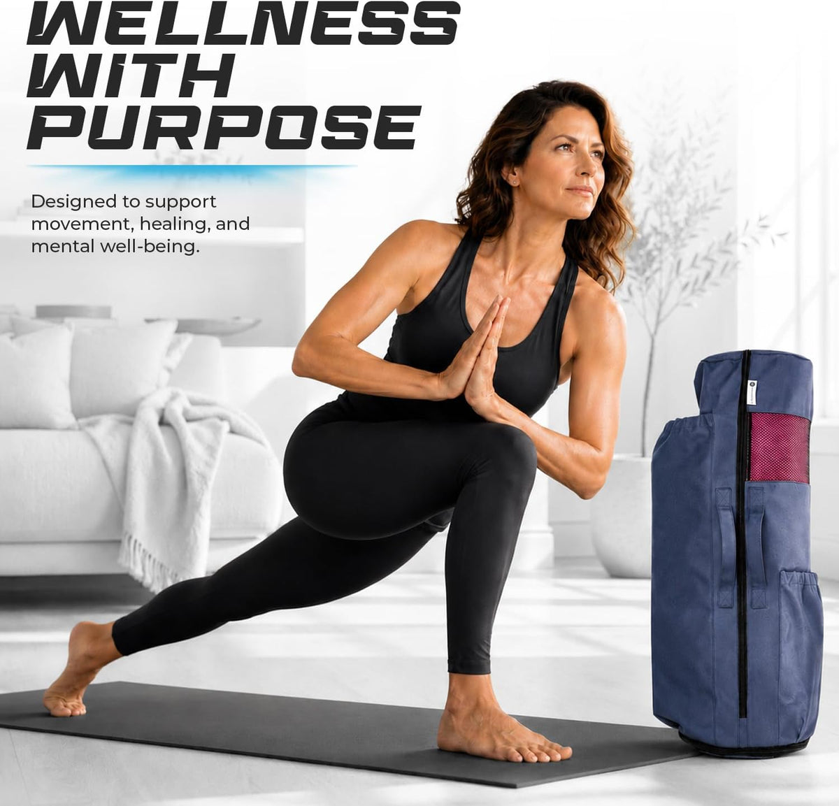 MAGNILAY Expandable Yoga Mat Bag, Adjustable Strap, Black, Large