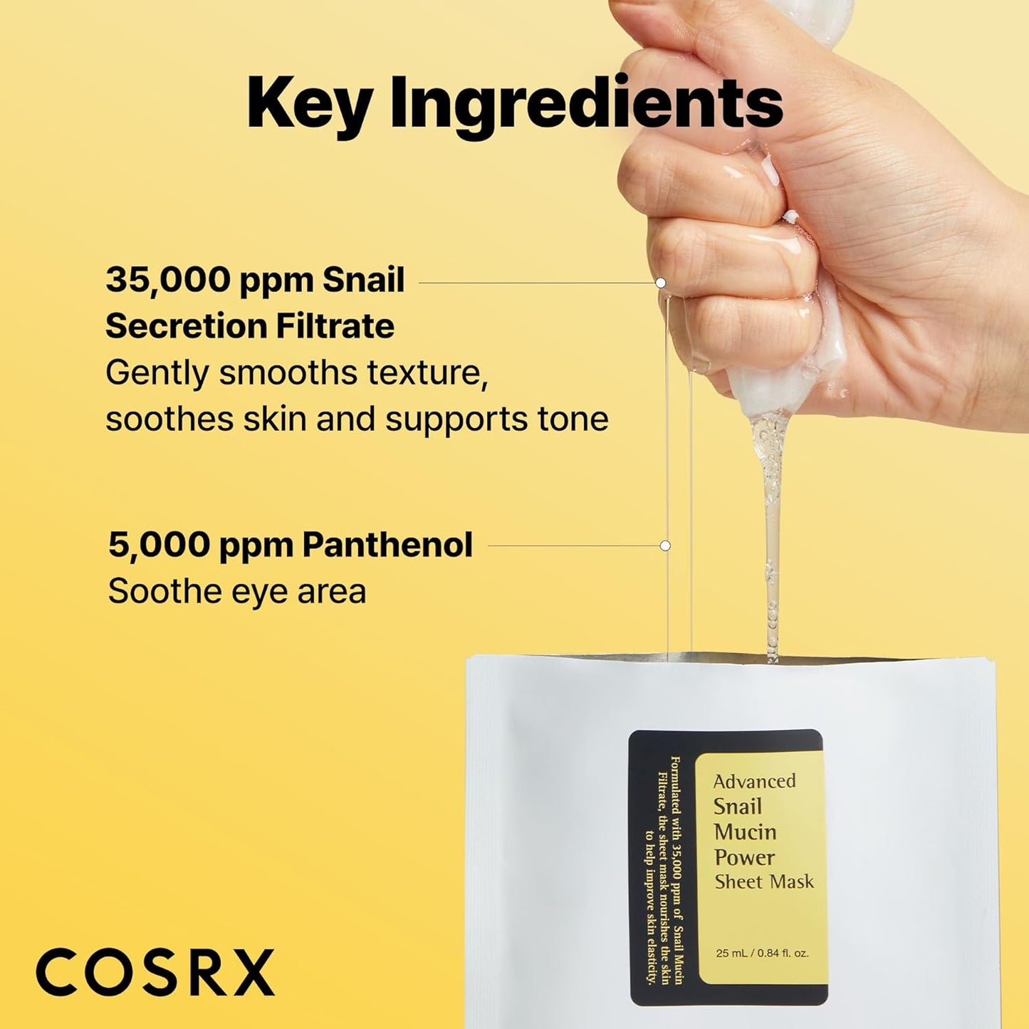 COSRX Snail Mucin Sheet Mask 10 EA with Snail Mucin Serum, Hydrating Face Sheet Masks for Dry & Sensitive Skin, Korean Face Mask, Korean Skin Care