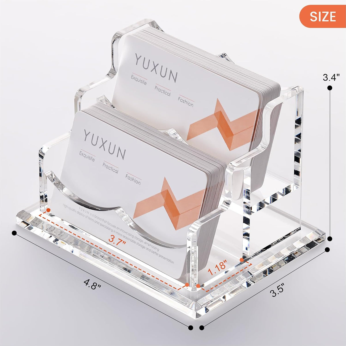 YUXUN Acrylic Business Card Holder for Desk-2 Tier 2 Slots