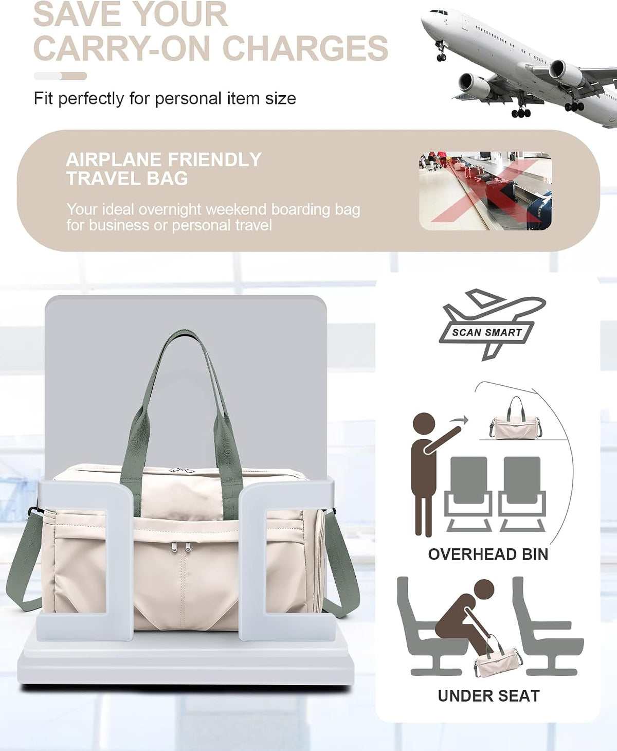 Gym Bag for Women with Shoe Compartment, Sport Travel Duffel Bag for Men