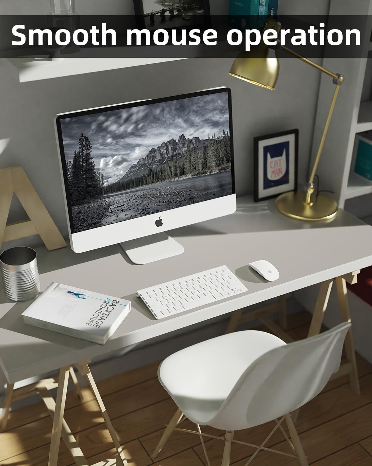 Extra Large Desk mat, Leather Desk Pad Protector,Office Desk Mat,Mouse Pad, Non-Slip Desk Blotter, Laptop Desk Pad, Waterproof Desk Writing Pad for Office&Home (Light Grye, 55" x 17")