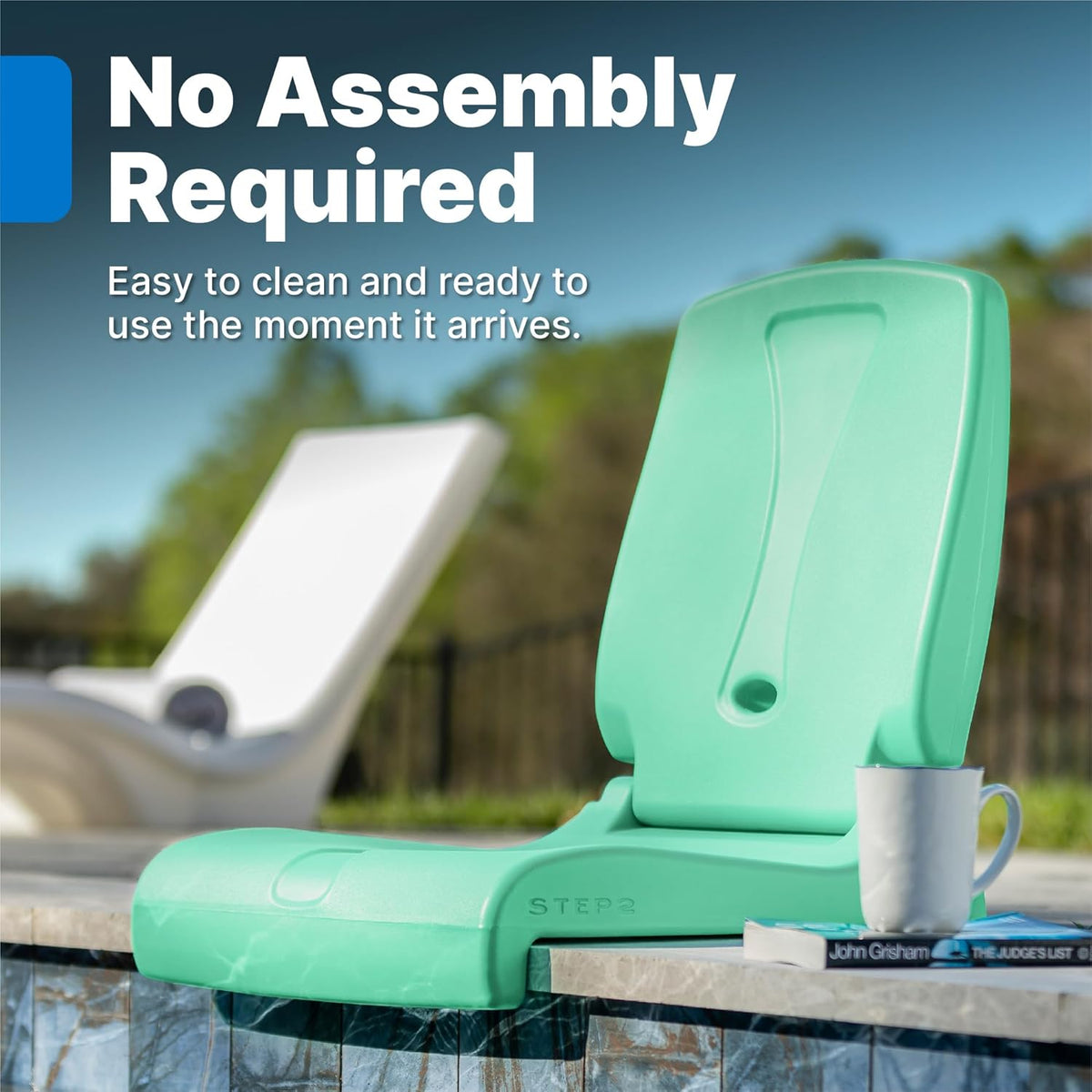 Step2 Folding Flip Seat, Lightweight Portable Outdoor Chair for Poolside, Camping, Beach, Boats, Tailgates, Durable Ground Chair with Back Support for Adults, Mint