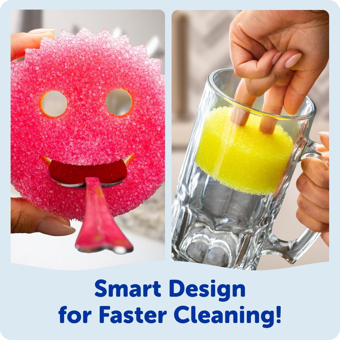 Scrub Mommy Kitchen Sponges - Dual-Sided Dish Sponges for Scrubbing - Non-Scratch Cleaning Sponges for Washing Dishes, Bathroom & Multi-Surface Cleaning - Online Exclusive (3 Count)