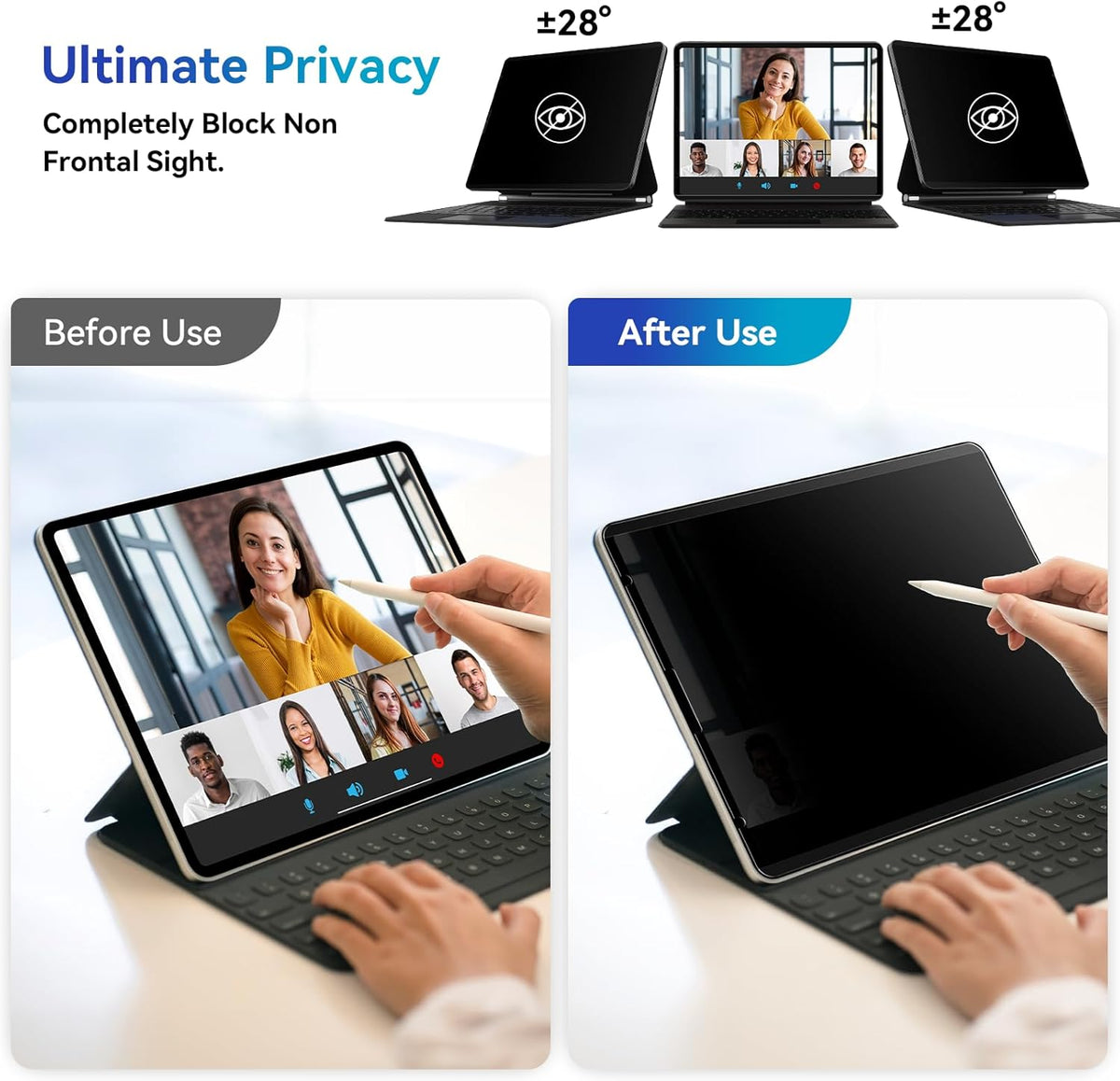 Magnetic Privacy Screen Protector Compatible with iPad 9th 8th 7th 10.2 In