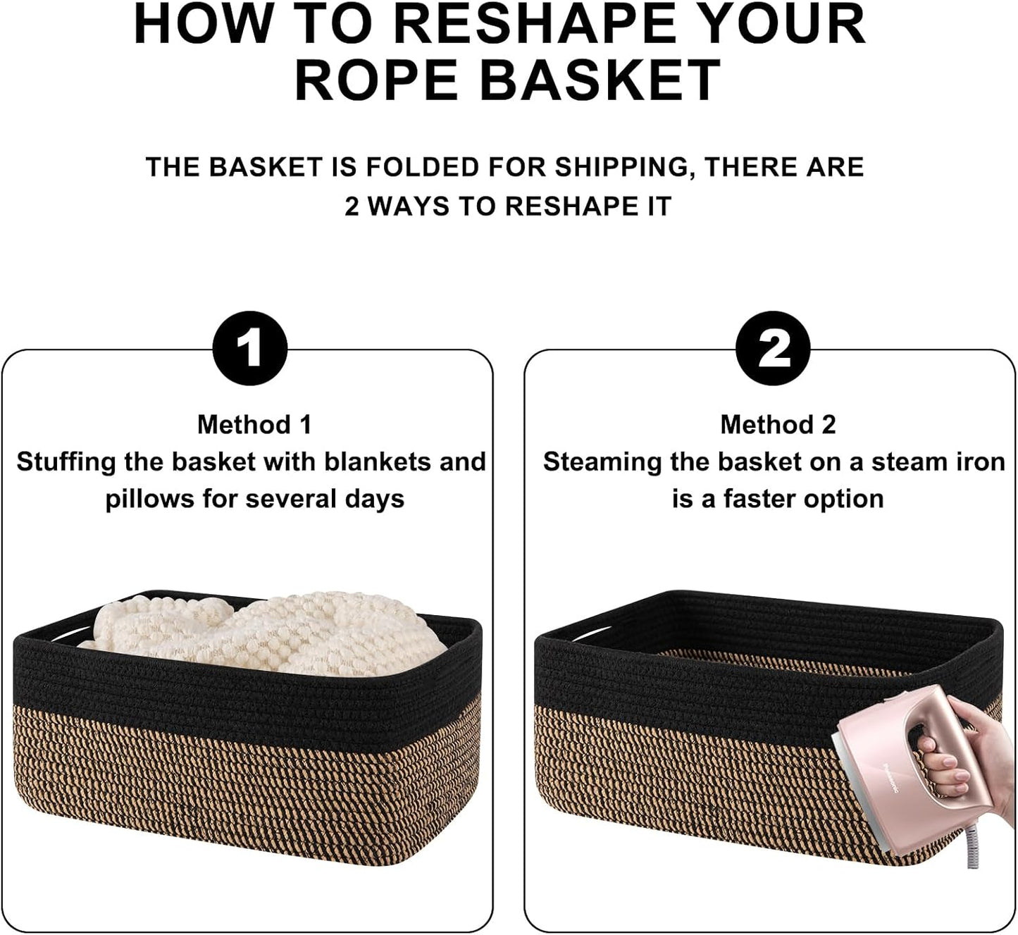 OIASKET Storage Baskets for Organizing 3 Pack, Woven Baskets for Shelves, | Closet Organizer Bins with Handle, Empty Gift Basket, Toy Storage for Toys, Blankets, Towels, Clothes, Books, 15"x11.42"x6.7"