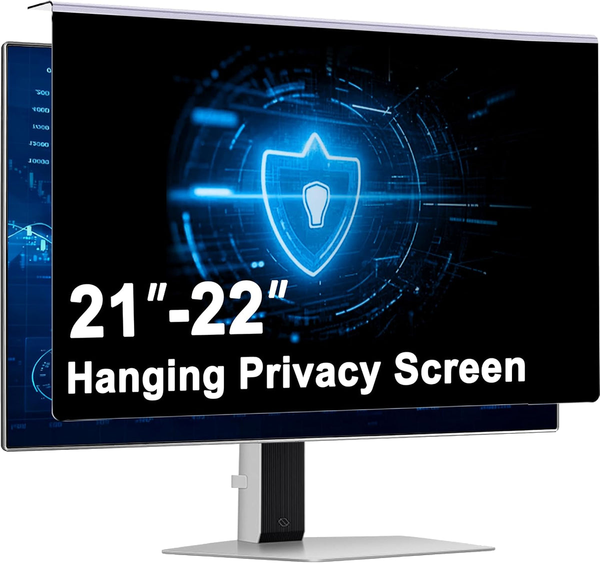 22 Inch Hanging Privacy Screen for Monitor, Fits 21–22" Frameless 16:9 Displays, ±28° Anti-Spy, Blue Light & UV Reduction, Easy Install, Removable Screen Protector for Office