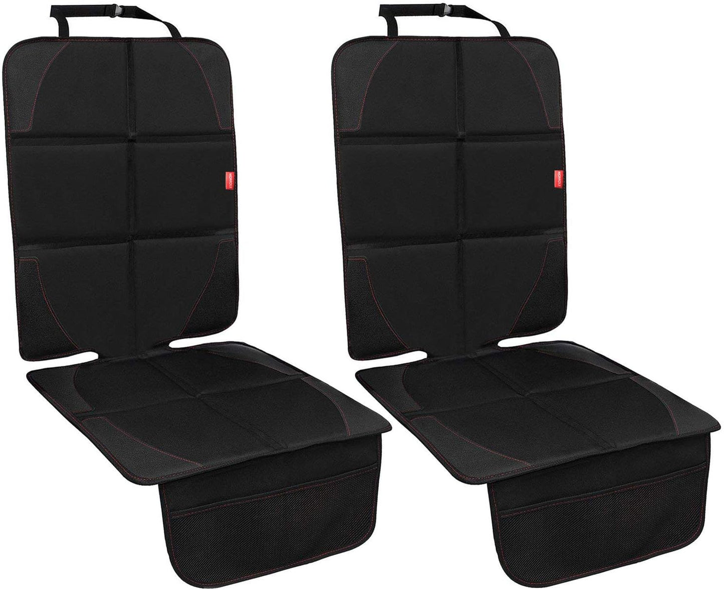 MORROLS Car Seat Protector, 2 Pack Carseat Protector with Thick Padding, Baby/Pets for Child Car Seat-Mesh Pockets-Waterproof-Universal Size(Black)