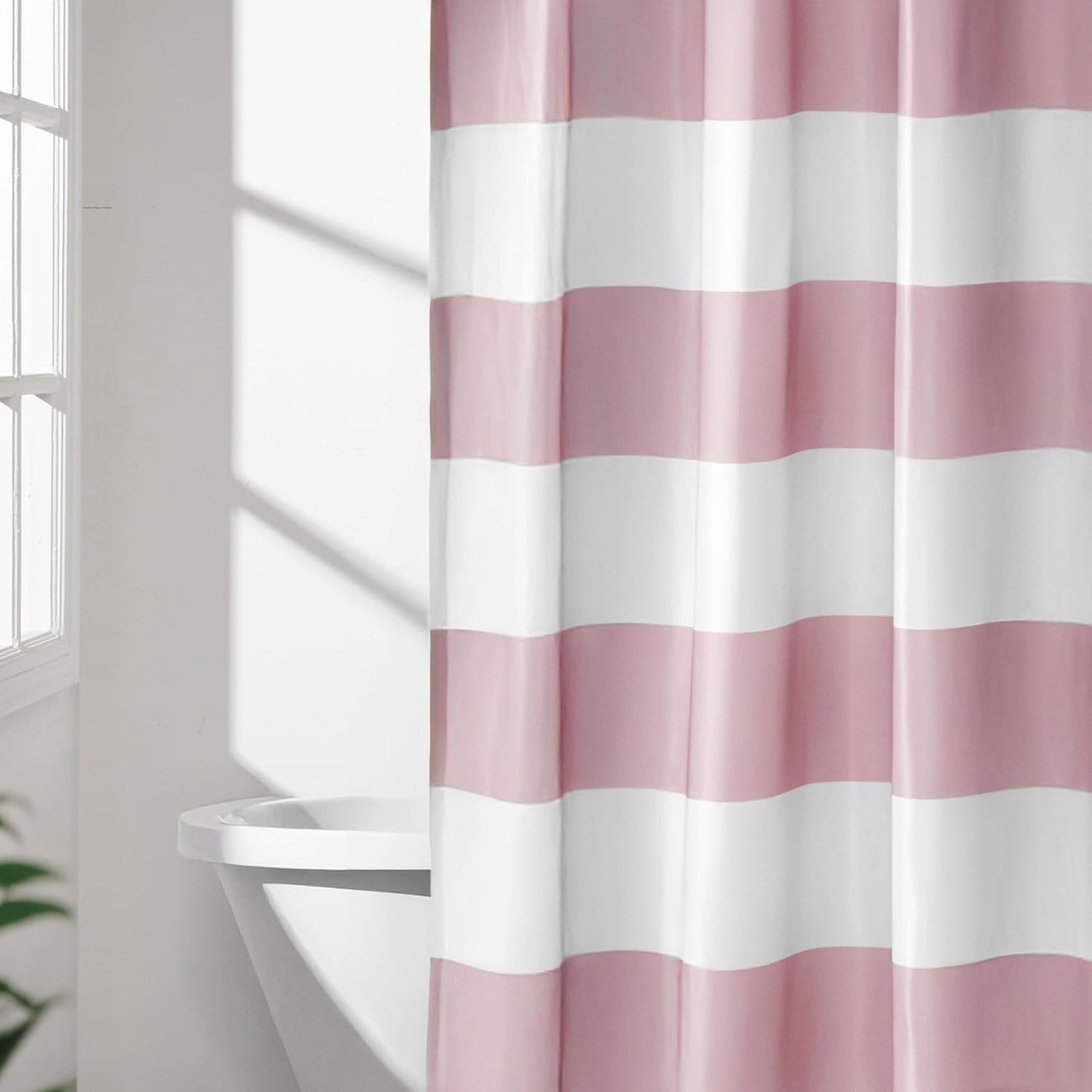 Amazon Basics Bathroom Shower Curtain, Water Resistant Fabric with Rust Proof Grommets & Hooks, Weighted Hem, Machine Washable, 72"x72", Light Brown, Beige