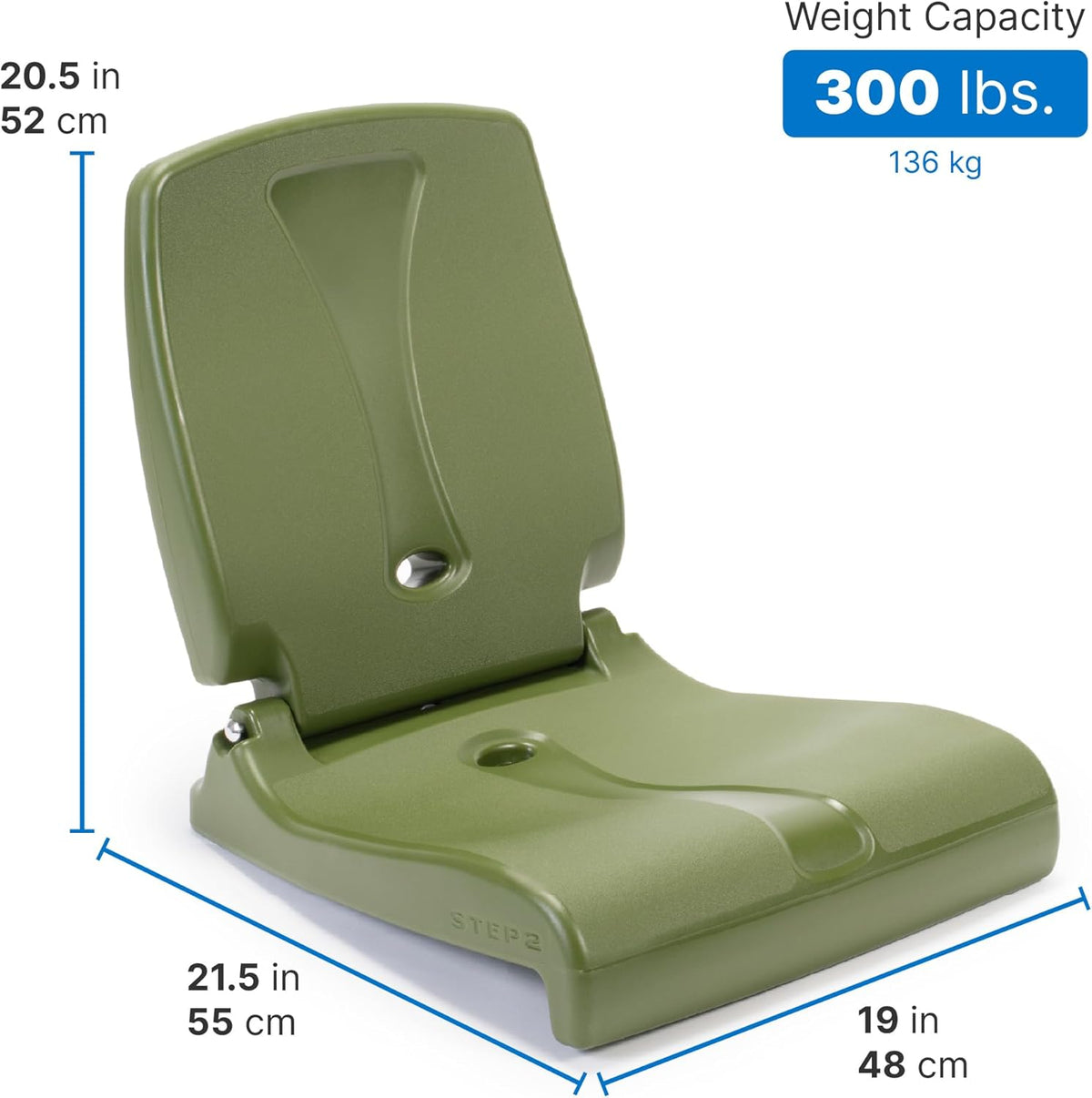 Step2 Foldable Adult Flip Seat, Portable Outdoor Chair for Poolside, Tailgating, Camping, Picnic Chair, Provides Back Support When Sitting on Ground, Olive