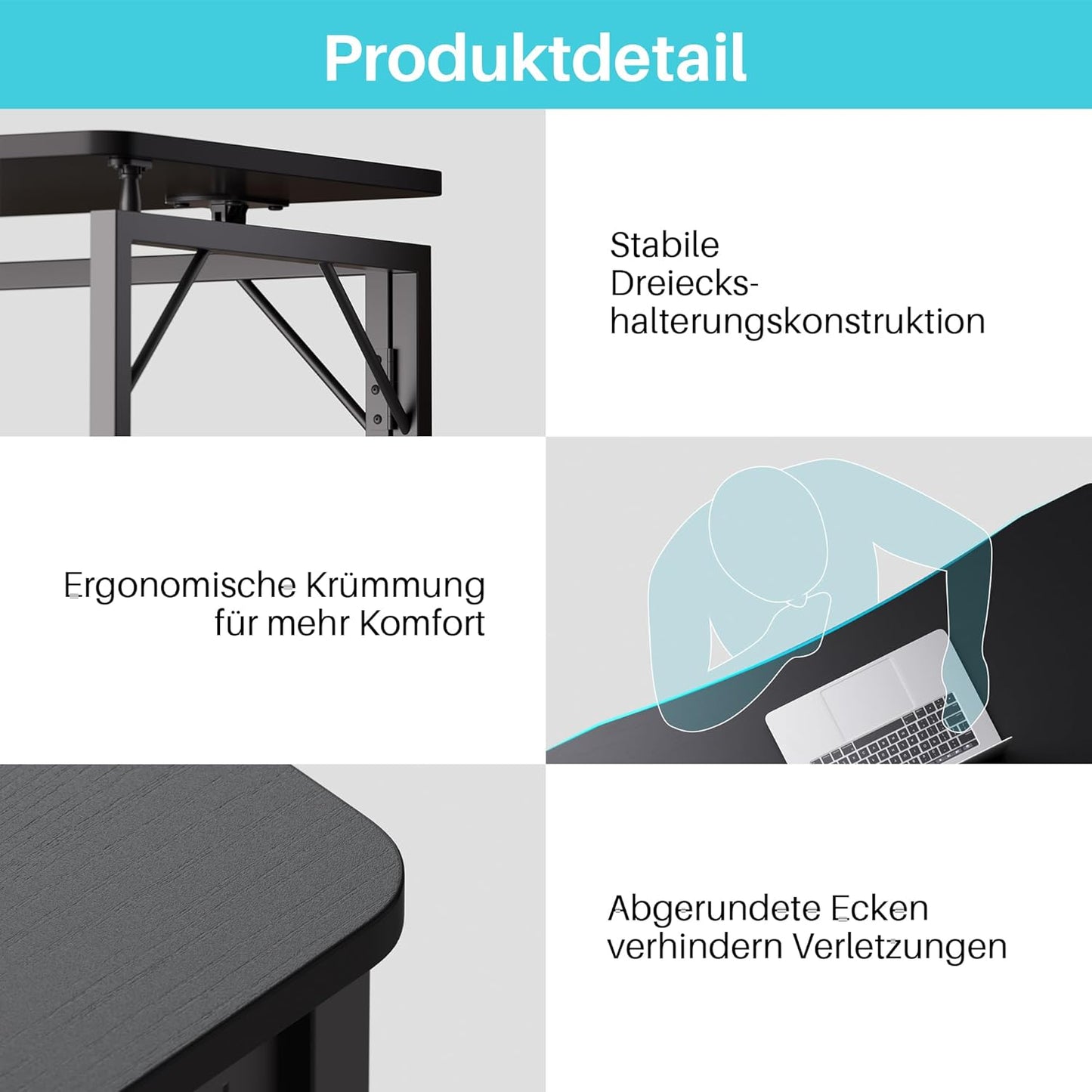 JOYMOOP Black 31.5" Folding Desk, No Assembly Small Foldable Desk for Home, Office, Wooden Top Folding Computer Desk for Working, Writing, Studying