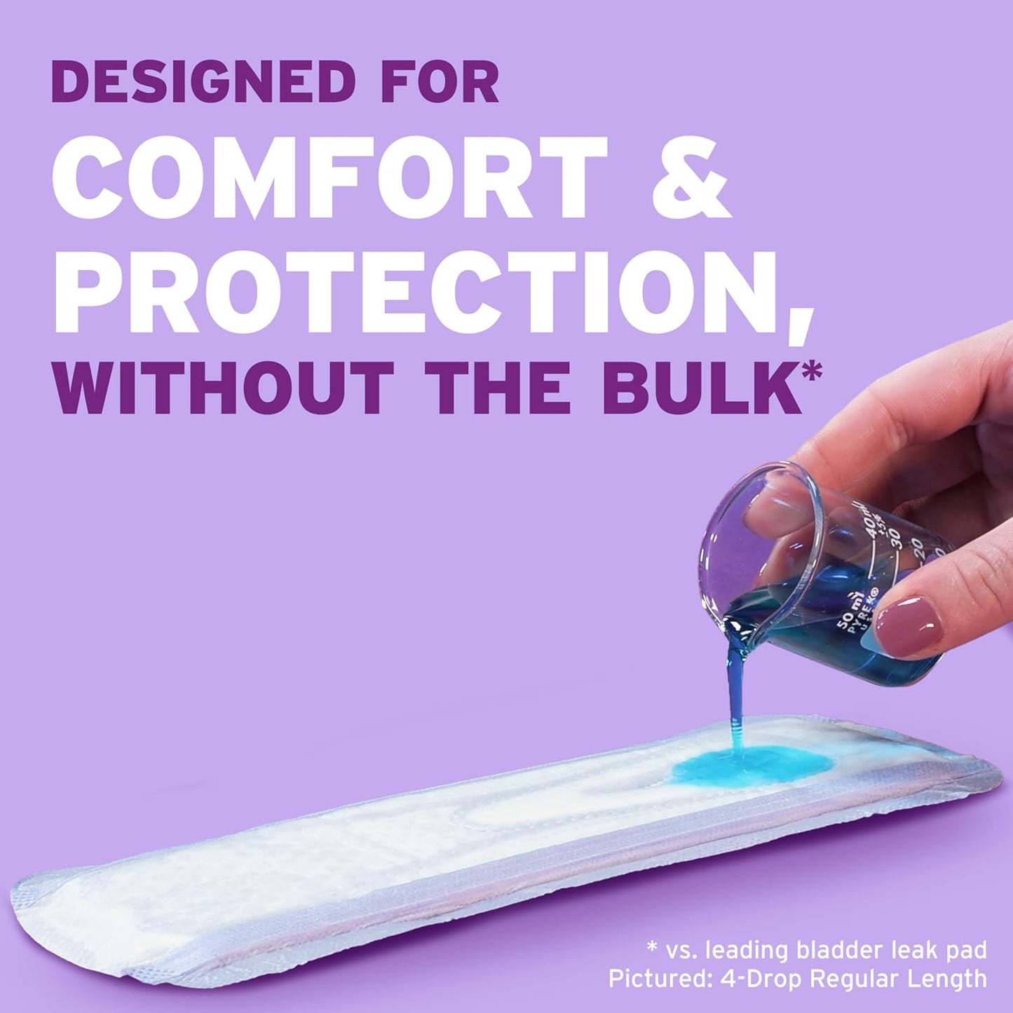 Poise Ultra Thin Incontinence & Postpartum Pads for Bladder Leaks, 3 Drop Light Absorbency, Regular Length, 144 Count (Packaging May Vary)