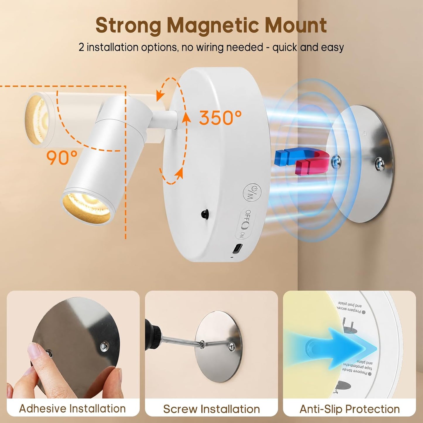 GOODEA Spotlights Indoor with Remote, 5500mAh Rechargeable Battery Plant Spotlight Indoor, Wireless Uplighting with 3 Colors & 24H Cycle Timer, Picture Light for Painting(2 Pack 5500mAh, White)