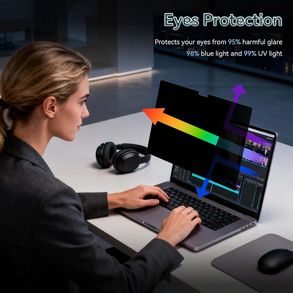 360° Privacy Screen for MacBook Air 15 Inch (2023-2026, M2 M3 M4 M5) - A2941 A3114 A3241 A3448, 4 Way Privacy Anti Glare Blue Light Filter Shield Film Anti Spy Laptop Protector for Mac 15.3In Computer