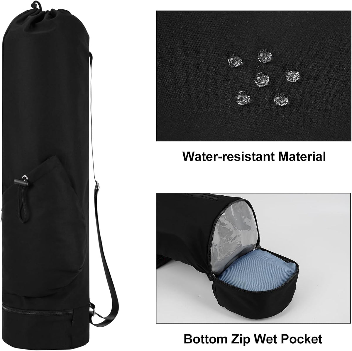 sportsnew Yoga Mat Bag with Water Bottle Pocket & Wet Pocket for Women