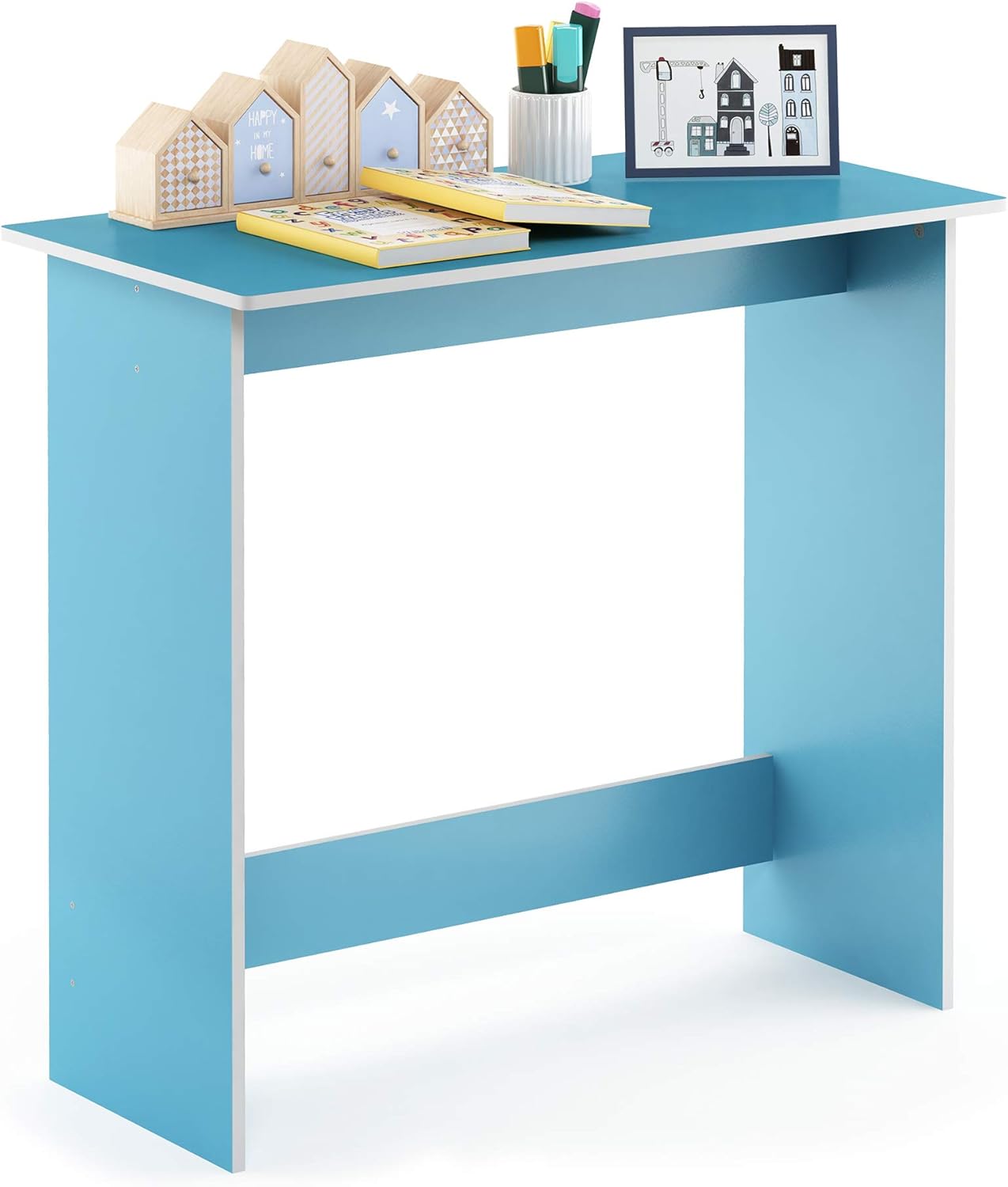 Furinno GO GREEN Desk, 31.5" Wide Gaming Desk with 2 Side Shelves and Storage Bins, Computer Desk, Office Desk for Home Office, Study Room, Dorm, Bedroom, Black