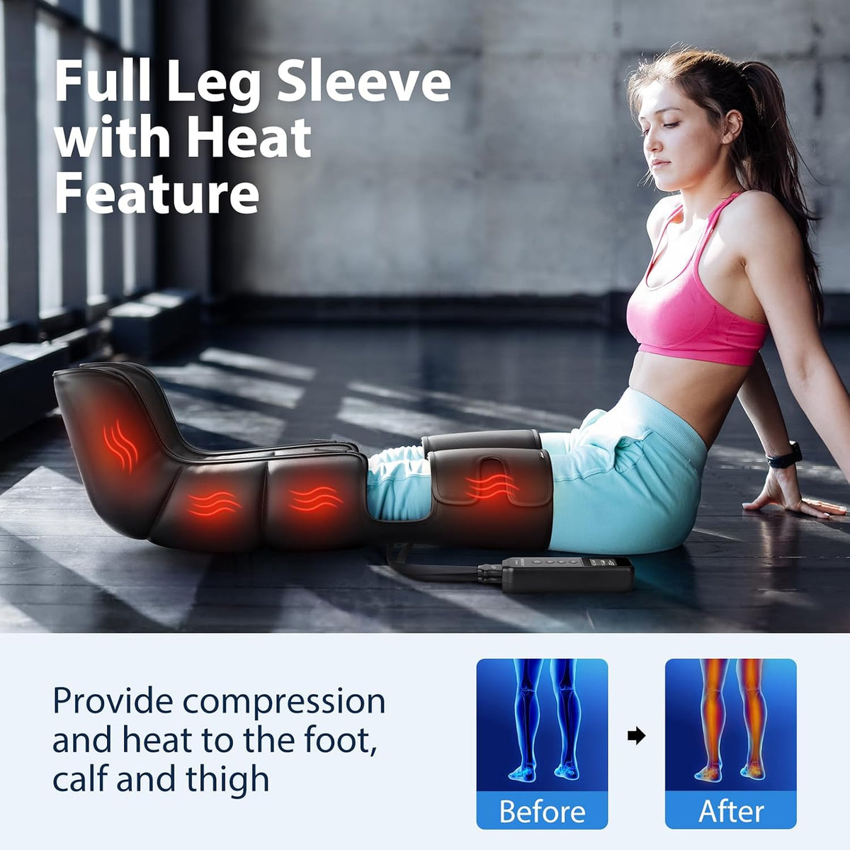 CINCOM Leg Massager with Heat and Air Compression for Pain Relief FSA - HSA