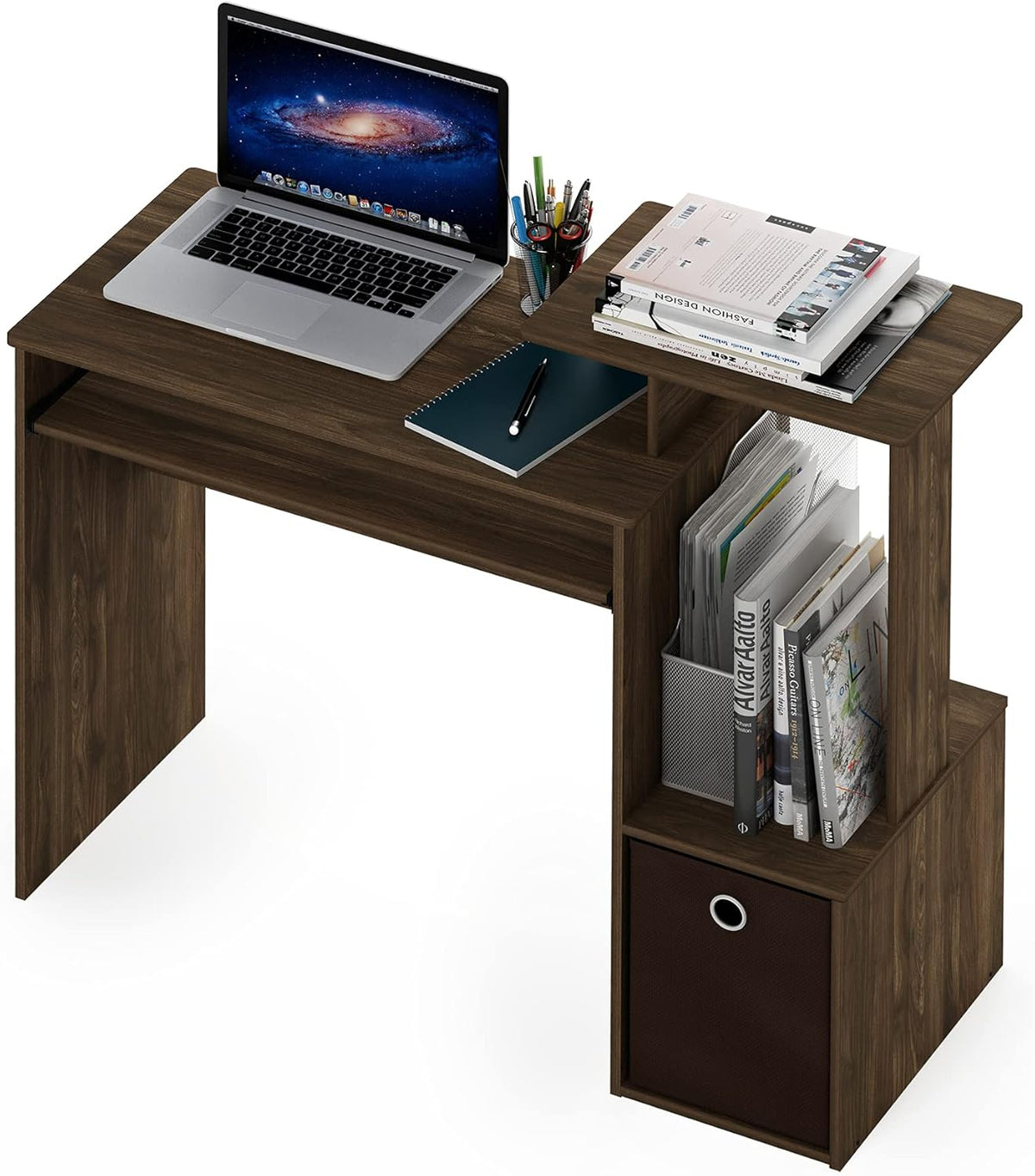 Furinno Econ Multipurpose Home Office Computer Writing Desk, Columbia Walnut/Dark Brown, 15.8"D x 39.4"W x 34.09"H