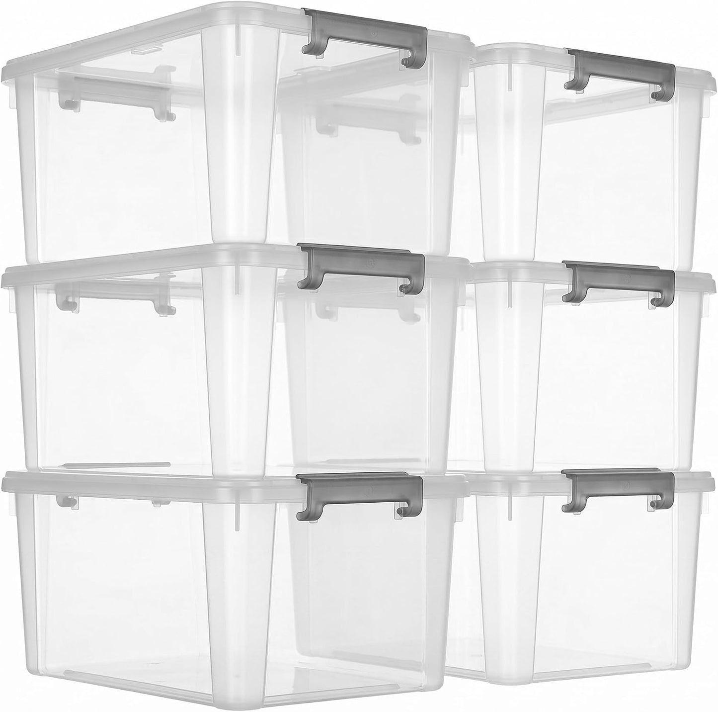 CITYLIFE 6 Packs 17 QT Plastic Storage Bins with Lids Large Stackable Storage Containers for Organizing Clear Storage Box for Garage, Closet, Classroom, Kitchen