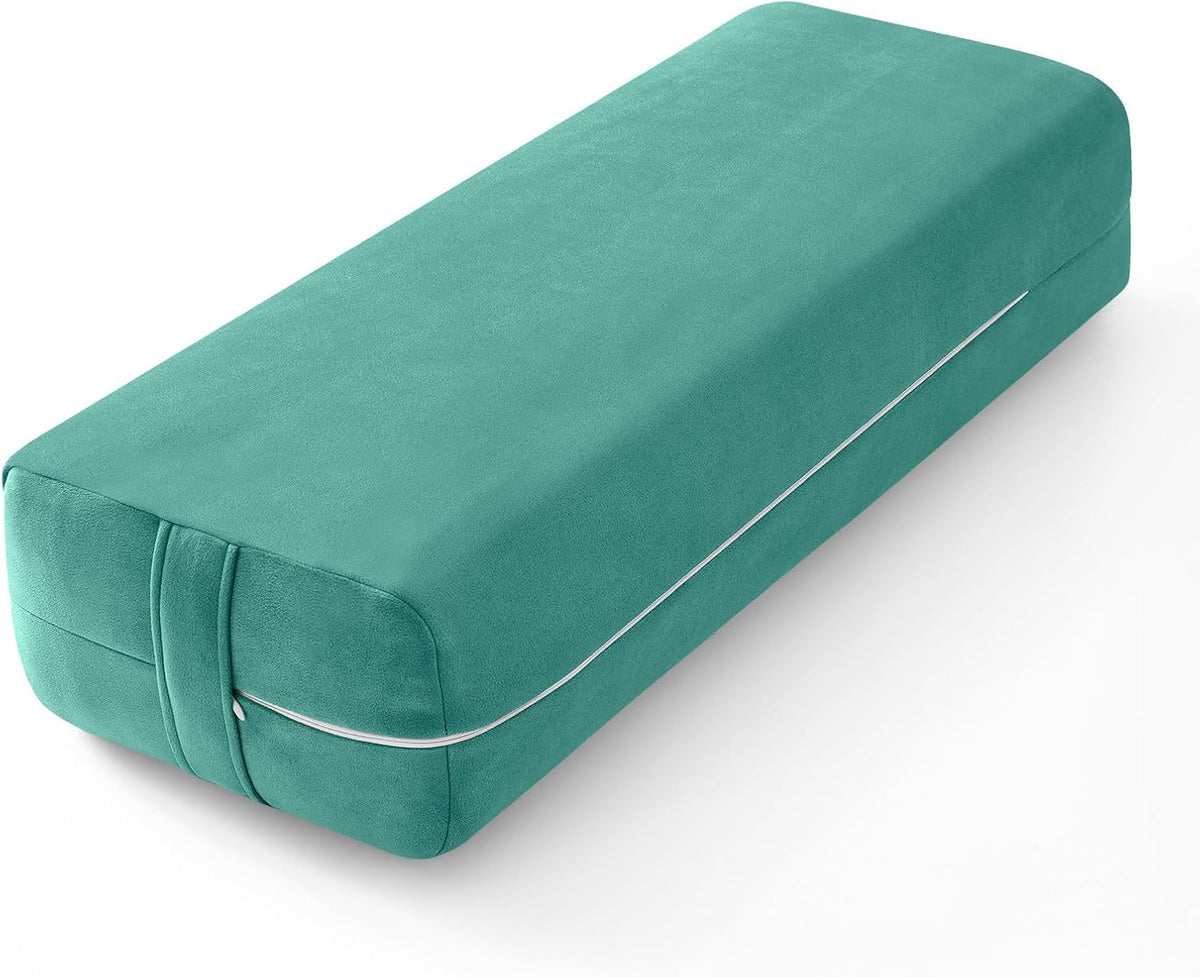 Wellsin Rectangular Yoga Bolster - Meditation Pillow with Washable Suede Cover, 27"X10" X5.5"
