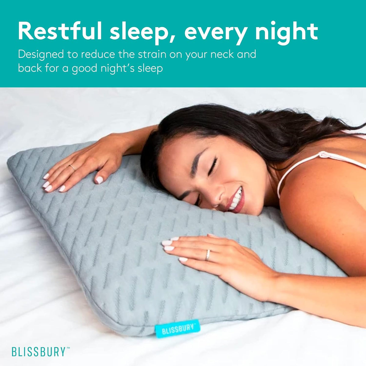BLISSBURY Stomach Sleeping Pillow - Thin Memory Foam Pillow for Stomach Sleepers | Ultra Thin Pillow for Sleeping | Flat Pillows for Sleeping, Slim Pillow, Stomach Sleeper Pillow | 2.6 Inch Thickness