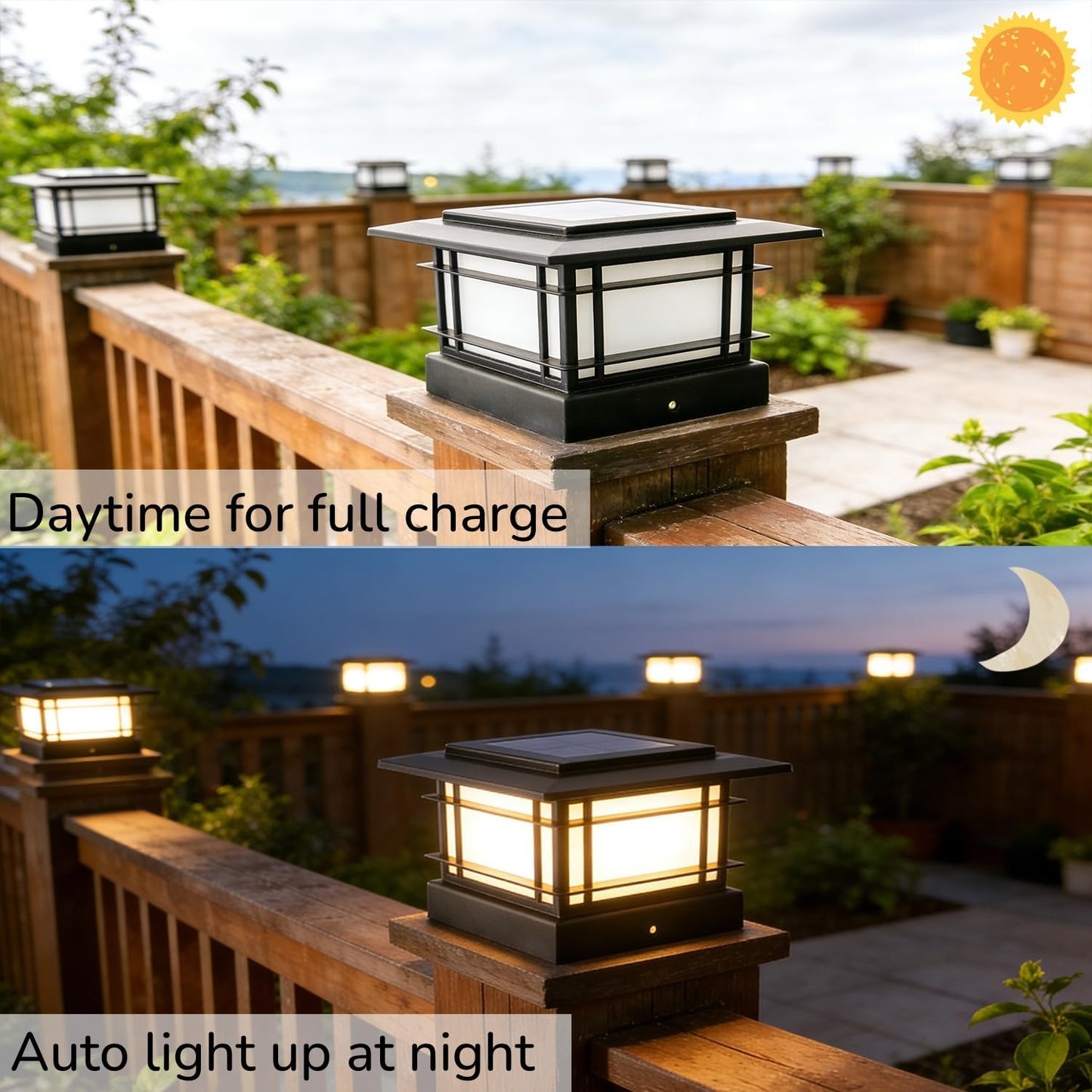 Dynaming 4x4 Solar Post Cap Lights Outdoor with 2 Color Modes, Upgrade Fence Post Solar Lights Black Shell for 4x4 Vinyl/Wooden Posts, Brightness LED Lighting Decor for Garden Deck Patio, 6 Pack