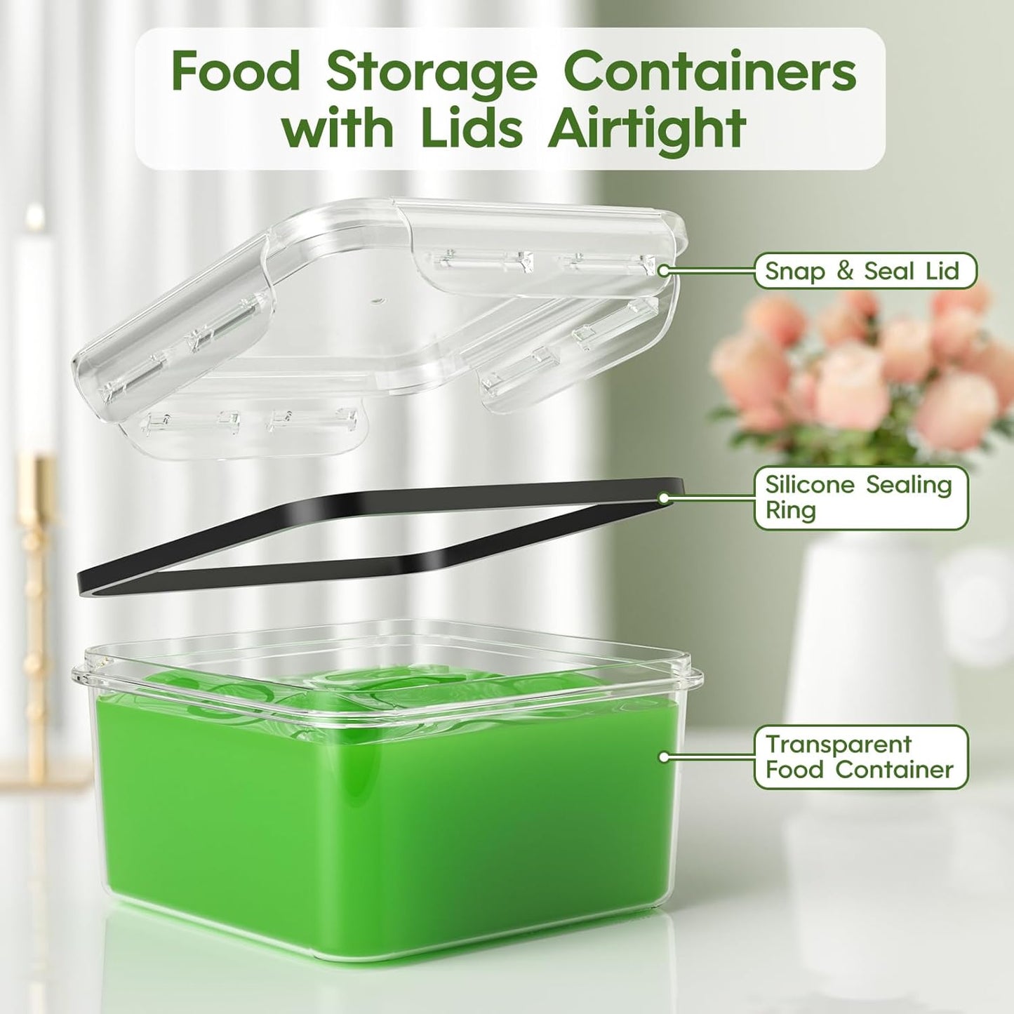 KEMETHY 36-Piece Food Storage Containers with Lids(18 Container & 18 Lid), Plastic Food Containers for Pantry & Kitchen Storage and Organization, BPA-Free, Leak Proof, Reusable with Labels & Pen
