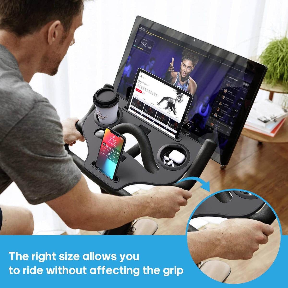 Desk Attachment for Peloton Bike (NOT Bike+) Tray Holder for Phone, Cup, Tablet, Ergonomic Platform Tray Accessories for Peloton Spin Bikes