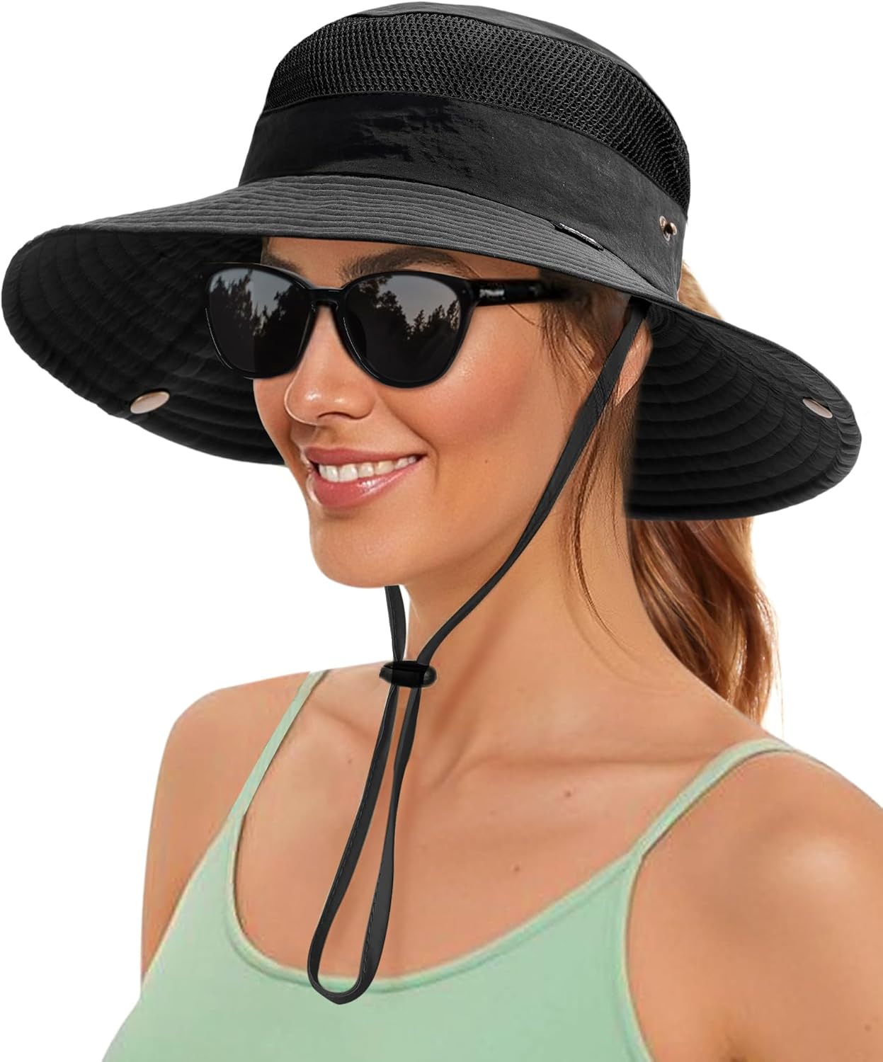 FURTALK Sun Hats for Women with Ponytail Hole Beach Hiking Summer Wide Brim Outdoor UV Protection Packable Bucket Safari Hat
