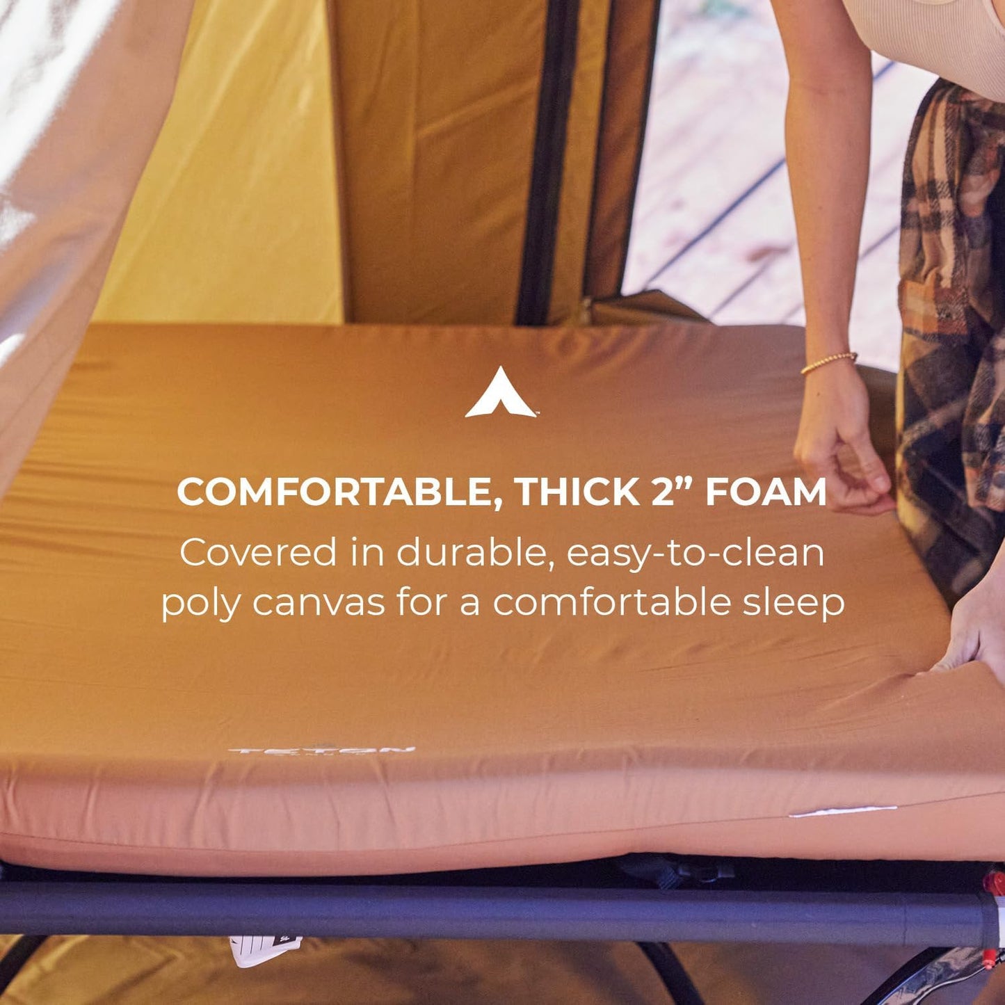Teton Outfitter Sleeping Pad for Cot, Extra Thick Comfortable Camping Mattress for Adults, Portable Roll-Up Camp Pad, Durable Foam Cushioning