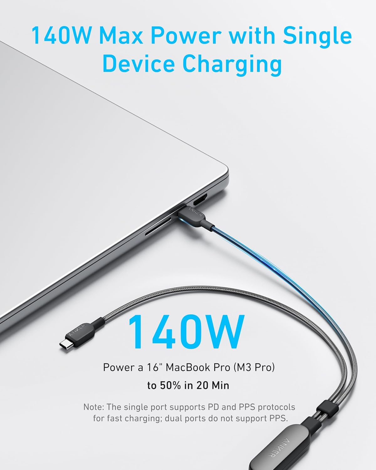 Anker Cable,6FT 2-in-1 USB C to USB C Cable 140W Max,Fast Charging for iPhone 17/17 Pro Max/16 Series,MacBook Air/Pro,and More(Braided,Black)