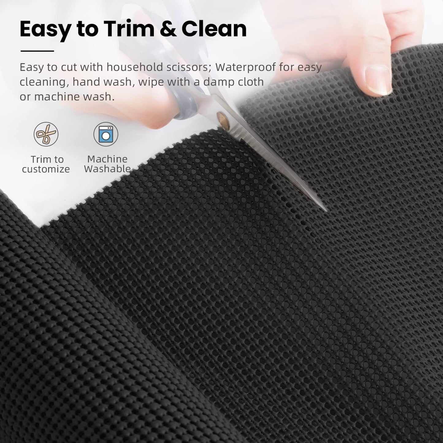 BAGAIL Non-Adhesive Shelf Liner, Thick Strong Grip Drawer Liners for Kitchen Cabinets, Heavy-Duty Easy Cut Cabinet Liners for Shelves, Pantry, Bathroom Cupboards - 12" x 20FT, Black
