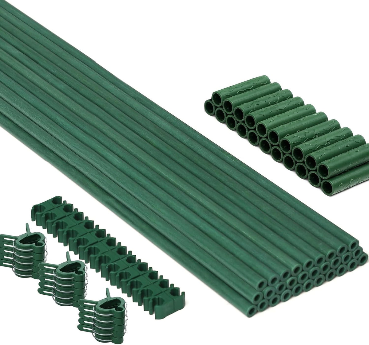 MAXPACE 249pcs Garden Stakes Kit: Includes 80 Sets of Fiberglass Plant Sticks Supports & Accessories for DIY 4ft, 5ft, 6ft, 7ft Stakes for Tomato, Vegetables, Indoor & Outdoor Gardening Supplies