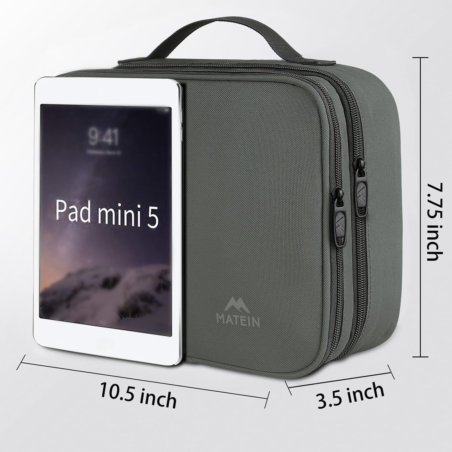 MATEIN Cord Organizer Bag, Travel Universal Cable Organizer Case Sturdy Accessories Pouch with Handle, Medium Electronic Carrying Bag for Cable, Grey