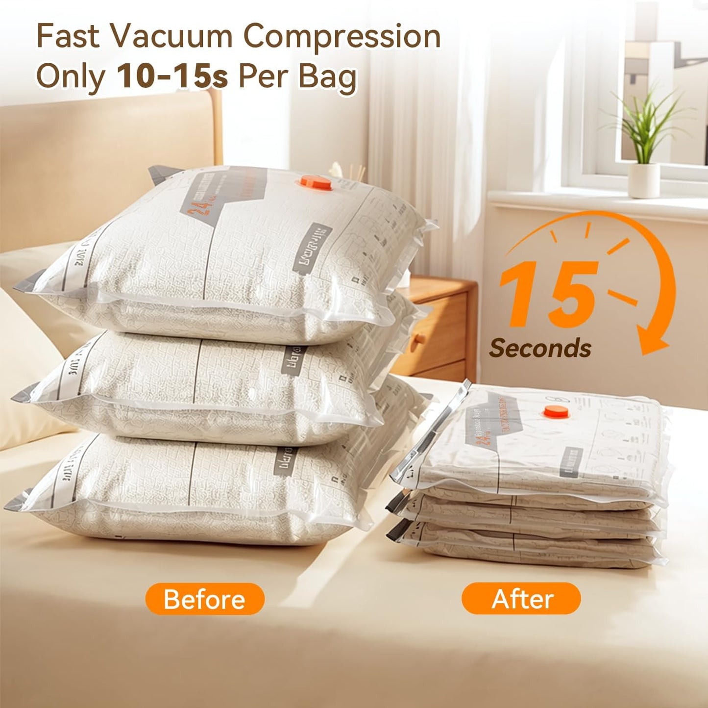 Vacuum Storage Bags for Travel with Rechargeable Air Pump, 12 Pack Space Saver Bags for Clothing, Luggage & Suitcase Compression, Efficient & Portable Storage Solution for Travel Essentials