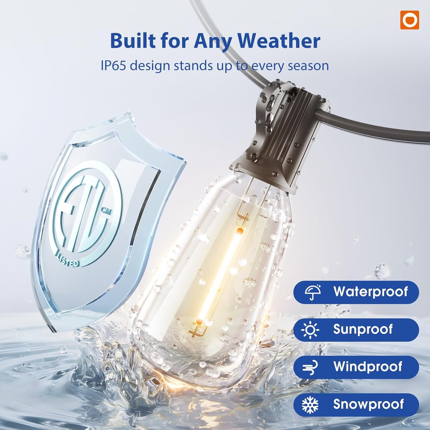 addlon 100FT LED Outdoor String Lights with Remote Waterproof Patio Lights with Shatterproof ST38 Replaceable Bulbs, Dimmable Outside Hanging Light Connectable for Porch, Backyard