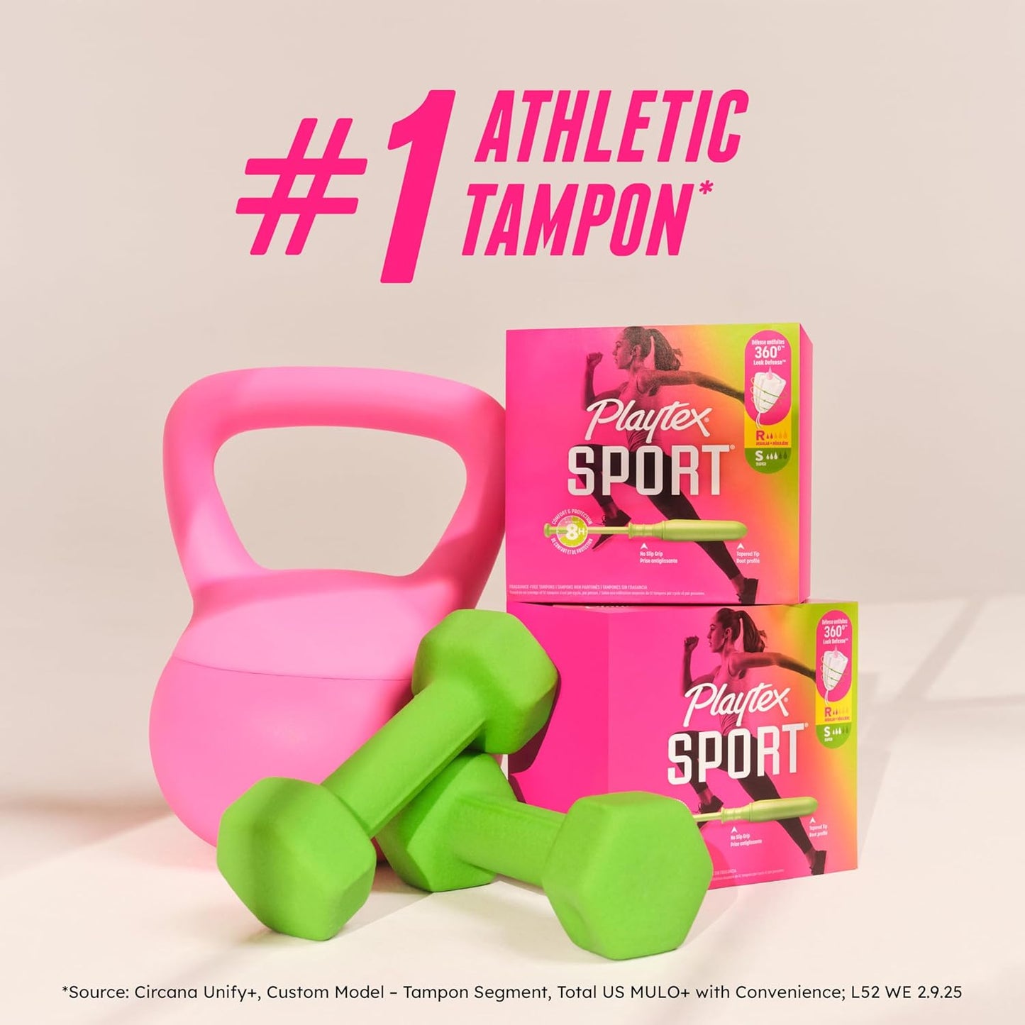 Playtex Sport Tampons Super Absorbency, Fragrance-Free - 48ct | Super Tampons for Women, Feminine Care, Playtex Tampon with 360 Leak Defense