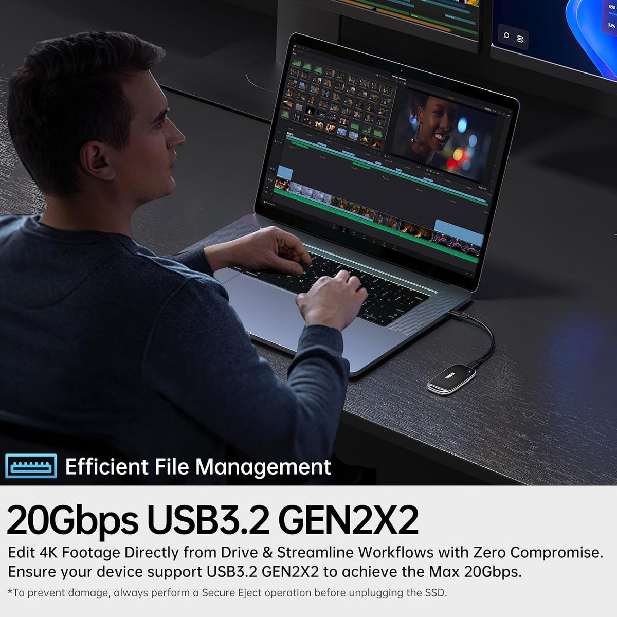 SSK 4TB Portable SSD External Solid State Hard Drive USB3.2 Gen2x2 20Gbps