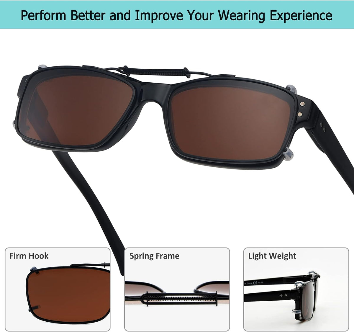Easy clip Spring Polarized Clip On Sunglasses