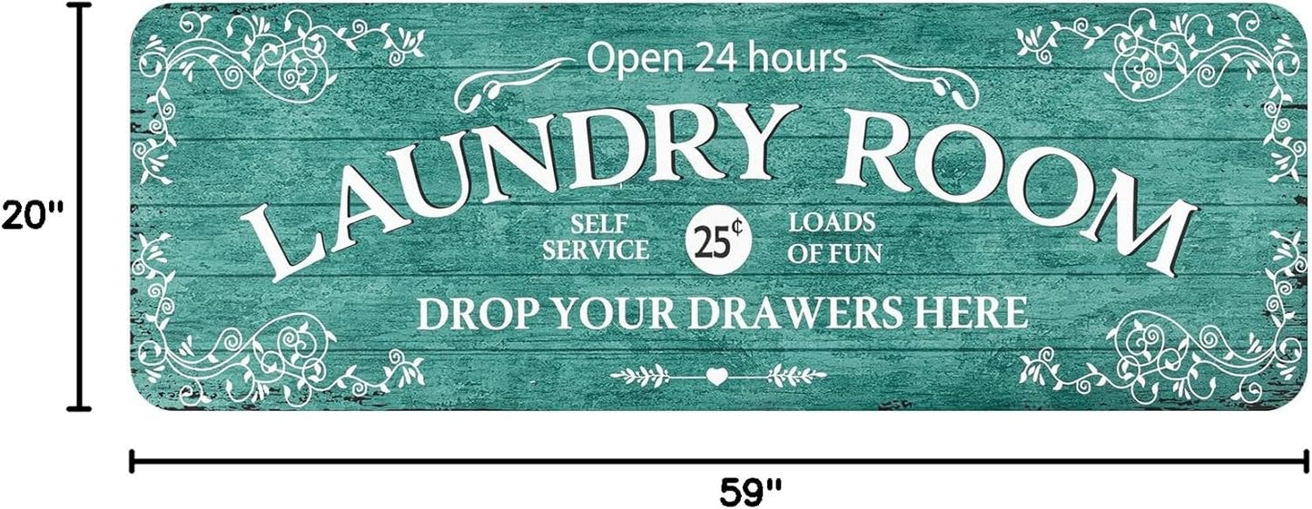 Lahome Remi Farmhouse Laundry Room Rug Runner 20"x59" Laundry Rugs and Mats for Laundry Room Non Skid Washable Floor Carpet Runner Rug for Washroom Mudroom Kitchen Bathroom Hallway Decor, Teal