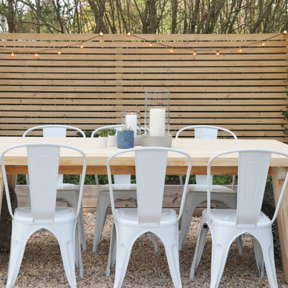 FDW | Set of 4 Metal Dining Chairs | Cream | Stackable Tolix Side Chairs with Backrest | Scratch-Resistant | Non-Slip Feet | Indoor/Outdoor Use | 330 lbs Capacity | Ideal for Kitchen & Restaurant