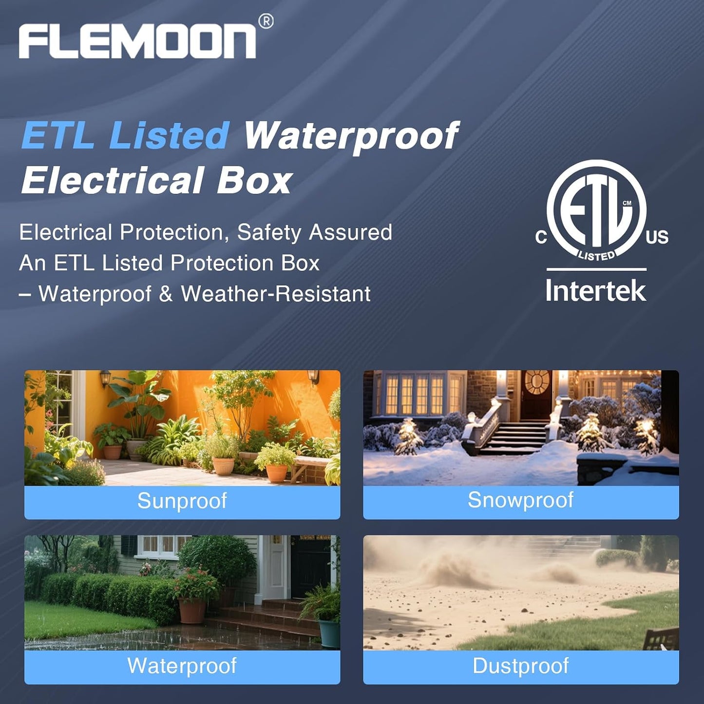 Flemoon Large Outdoor Electrical Box, Waterproof Extension Cord Cover | 6 Cable Entry Ports, IP54 Weatherproof Connection Box with Clear Lid for Photocell Light Sensor Timer, Outlet, Socket, Orange