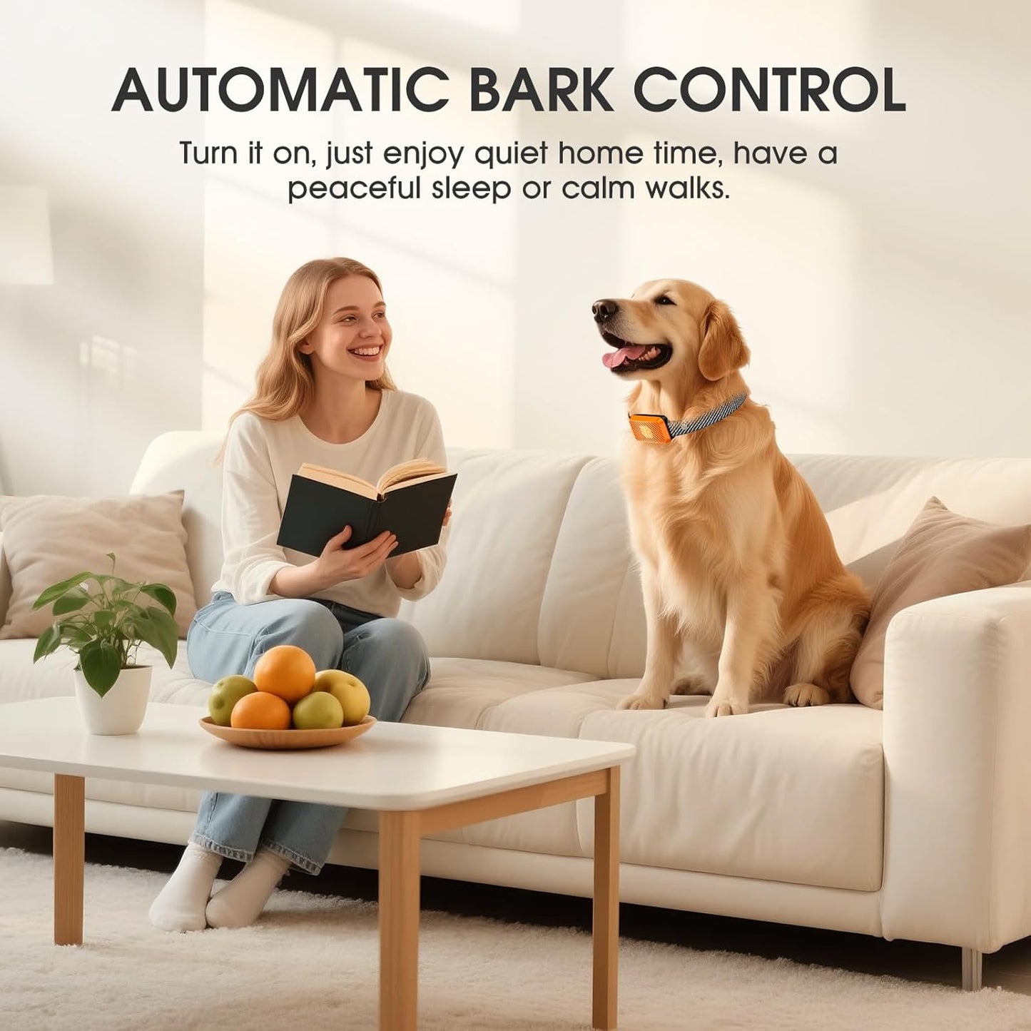 Dog Bark Collar for Large Medium Small Dogs, Effective No-Bark Collar, Smart Barking Collar, 2026 Upgraded Bark Collar with 7 Sensitivity, 3 Modes, Orange