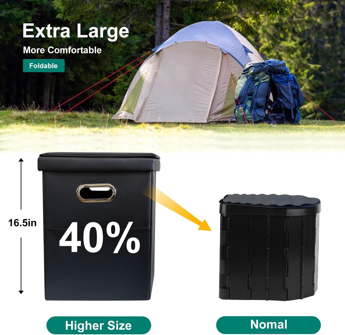 Ann Katy Upgrade XL Portable Toilet for Adults, Extra Large Portable Travel Floding Toilet, Camping Tall Toilets with Lid for Adults and Kids Compact Potty for Car,Hiking,Beach and Camping