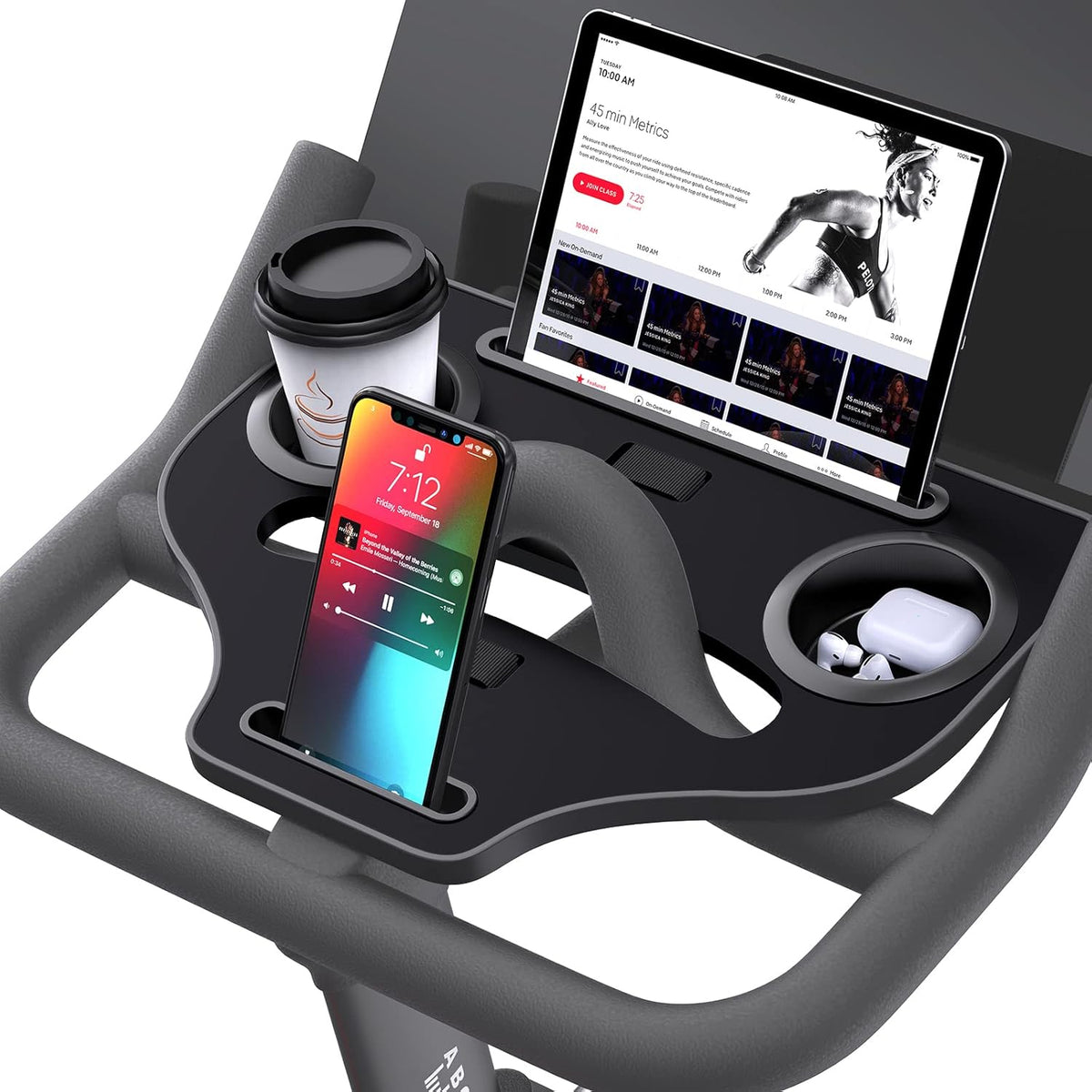 Desk Attachment for Peloton Bike (NOT Bike+) Tray Holder for Phone, Cup, Tablet, Ergonomic Platform Tray Accessories for Peloton Spin Bikes
