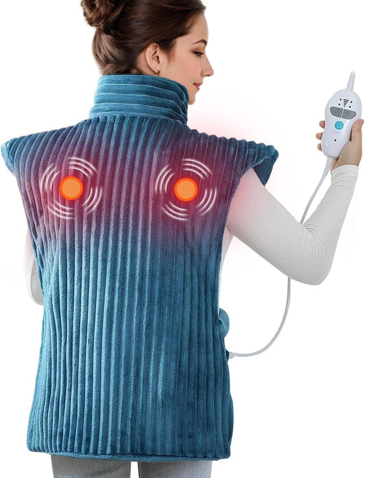 Vibrating Heating Pad for Neck and Shoulders and Back, 24"x35",Teal